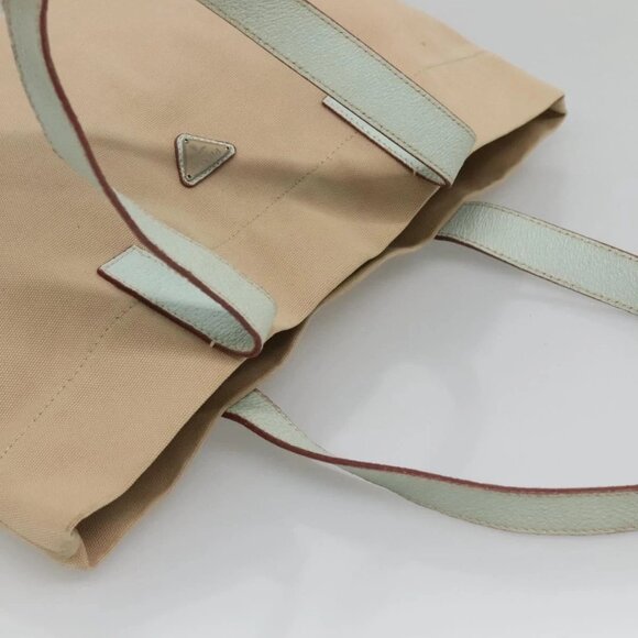 PRADA Tote Bag Canvas Beige Silver Auth - Picture 6 of 15